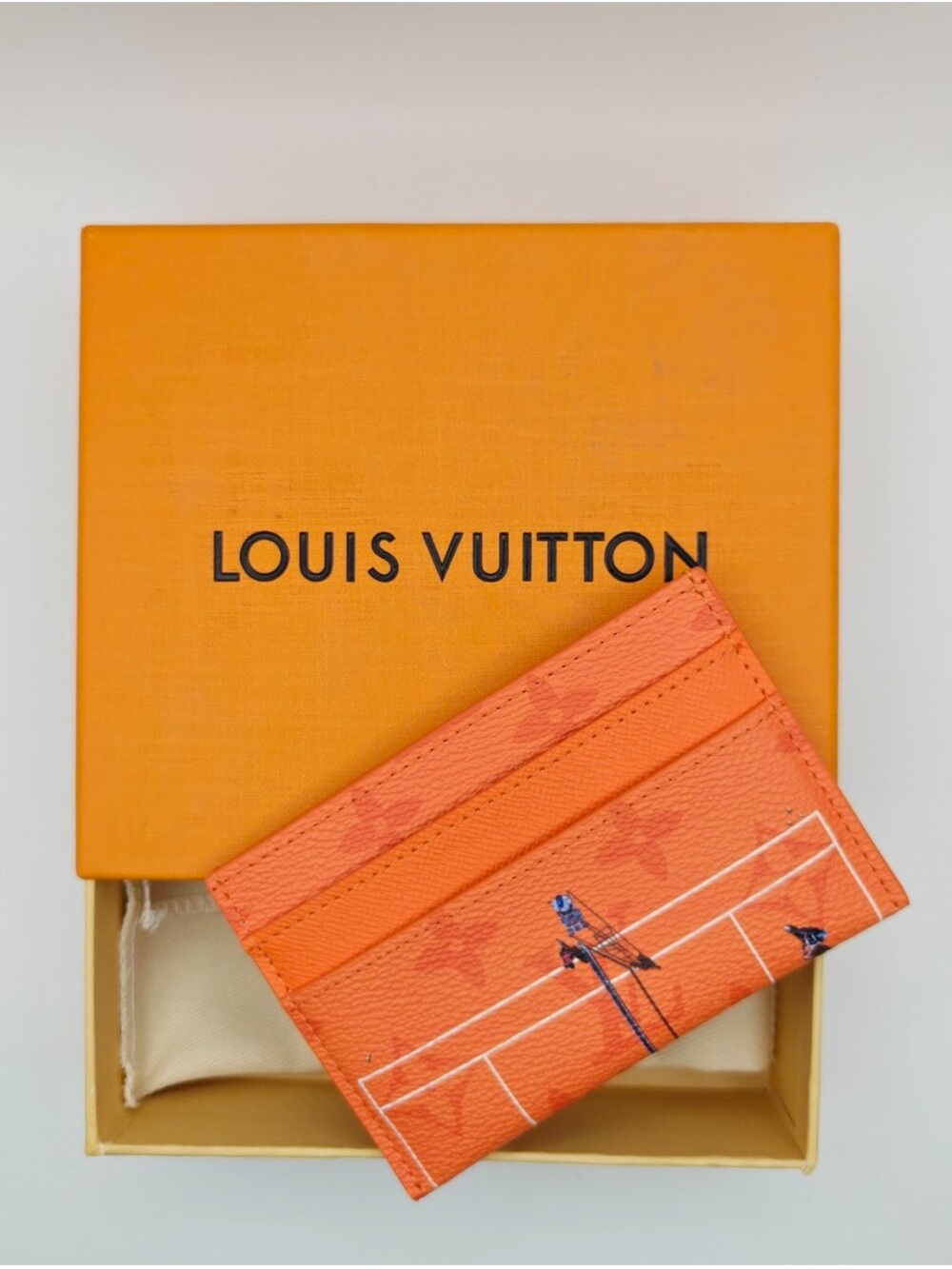 Orange lv card holder unisex tennis print